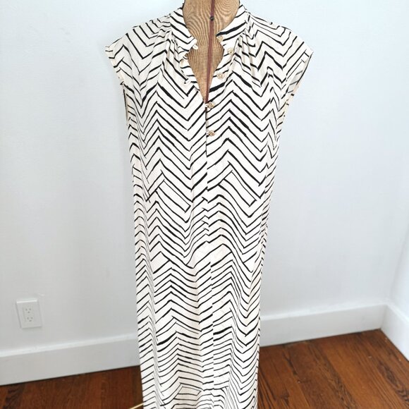 H&M Midi Cream & Black Pattern Dress - Picture 10 of 13
